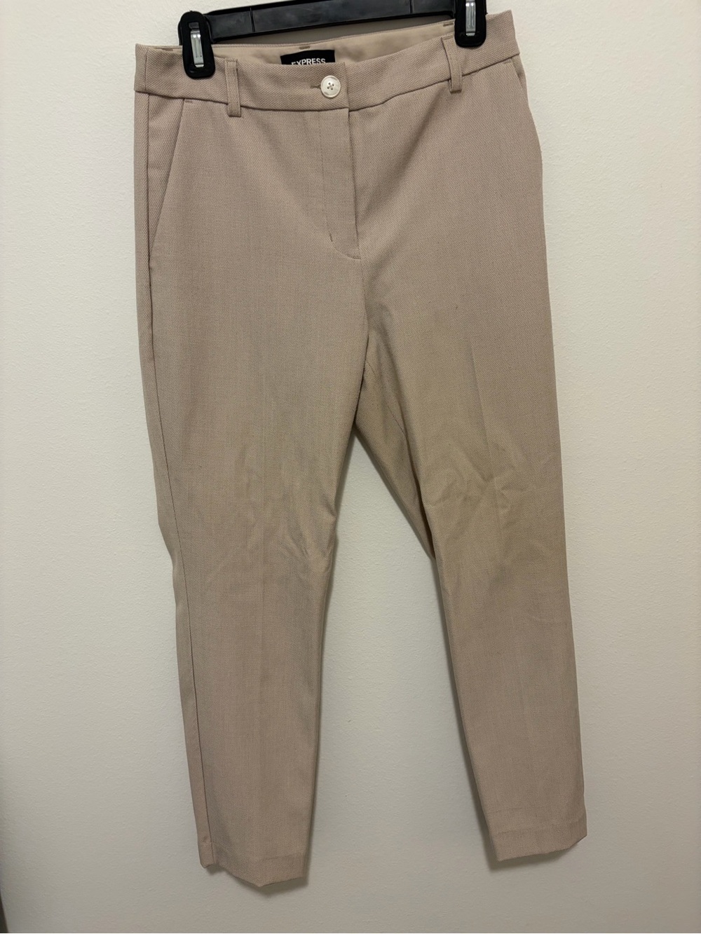 Express Beige Cropped Slim Dress Pants